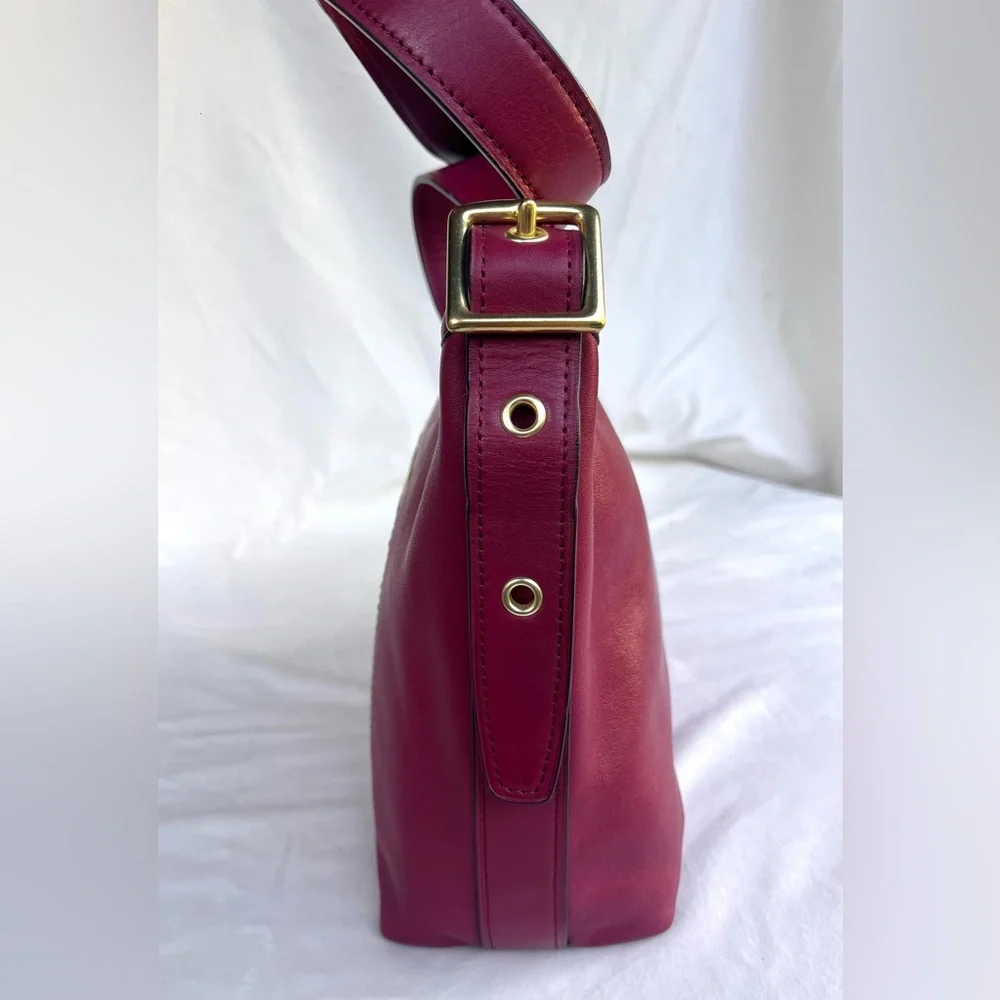 Coach Legacy East West Duffel 25355 Burgundy Leather Bag with Gold Hardware